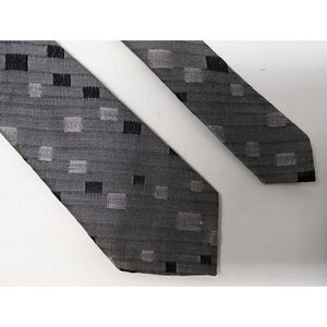 VINTAGE DON EAGLE SILK TIE GRAY BLACK GEOMETRIC WOVEN SKINNY 2.25" X 56"